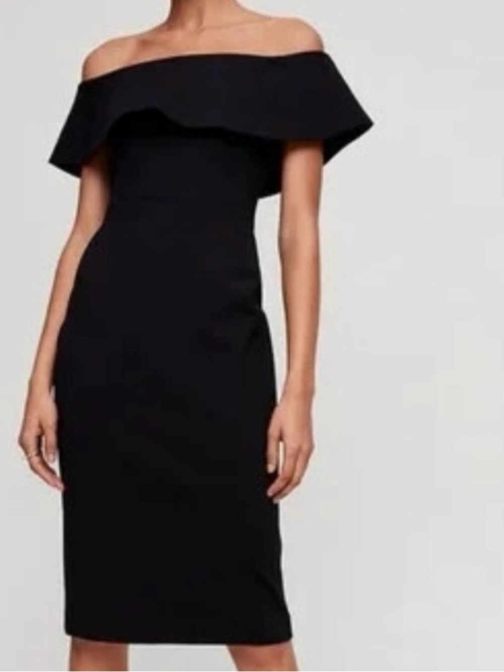 Aritzia Black One-Shoulder Ruffle Midi Dress New